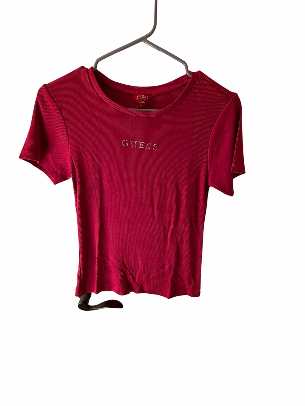 GUESS Pink Short Sleeve Crystal Logo Tee